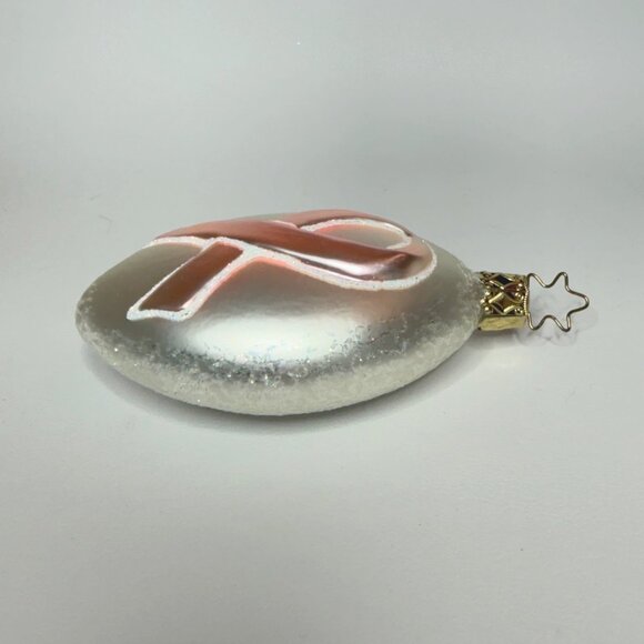 Glass Pink Ribbon Breast Cancer Christmas Holiday Ornament - Picture 2 of 6